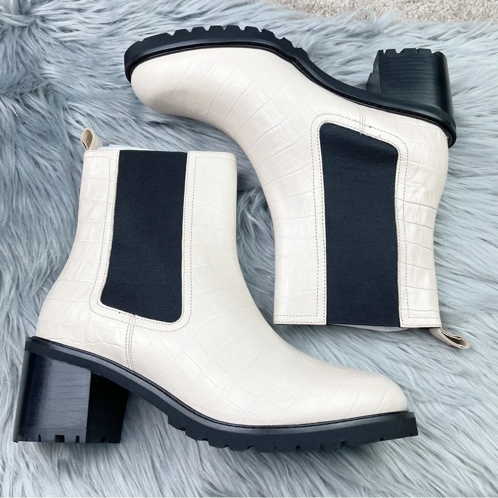 New Seychelles FarFetched Leather Chelsea Lug Boots in Cream